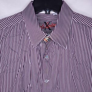 Robert Graham Shirt Mens XL Striped Burgundy, White X Cotton